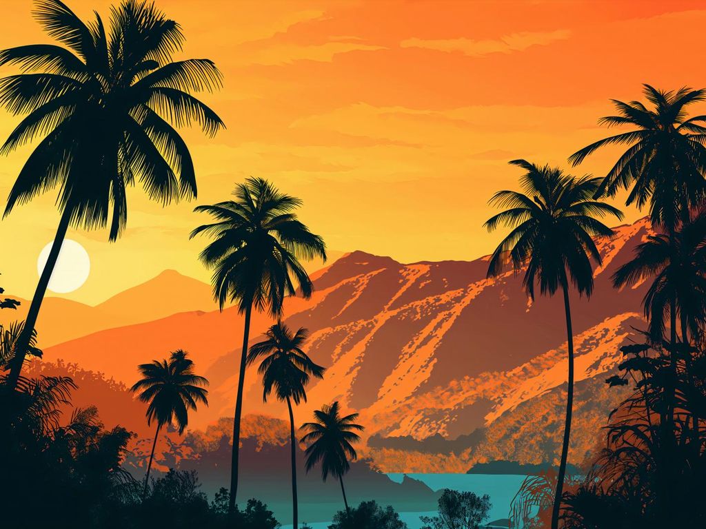 Plakat 40x30cm Sonnenuntergang auf den Inseln