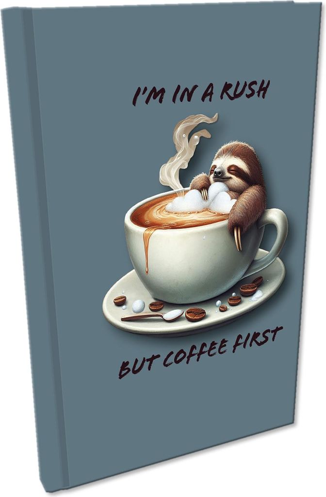 Notizbuch A5, kariert, Soft Touch, Faultier, Kaffee – EV-Corp