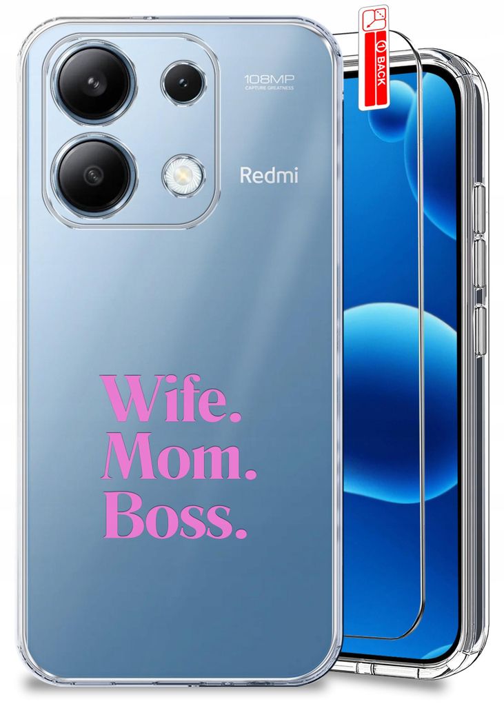 Hülle für Xiaomi Redmi Note 13 Pro 4G – Designs für Mama – Durchsichtige Hülle + Displayschutzglas