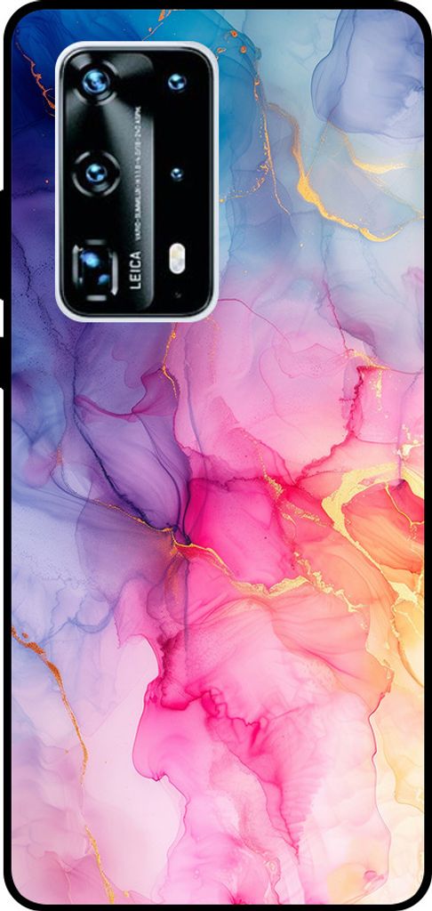 Smartphonica Telefon Fall Fit für Huawei P40 Pro Plus mit Marmor-Druck - TPU zurück Abdeckung Fall Marmor-Design - Regenbogen