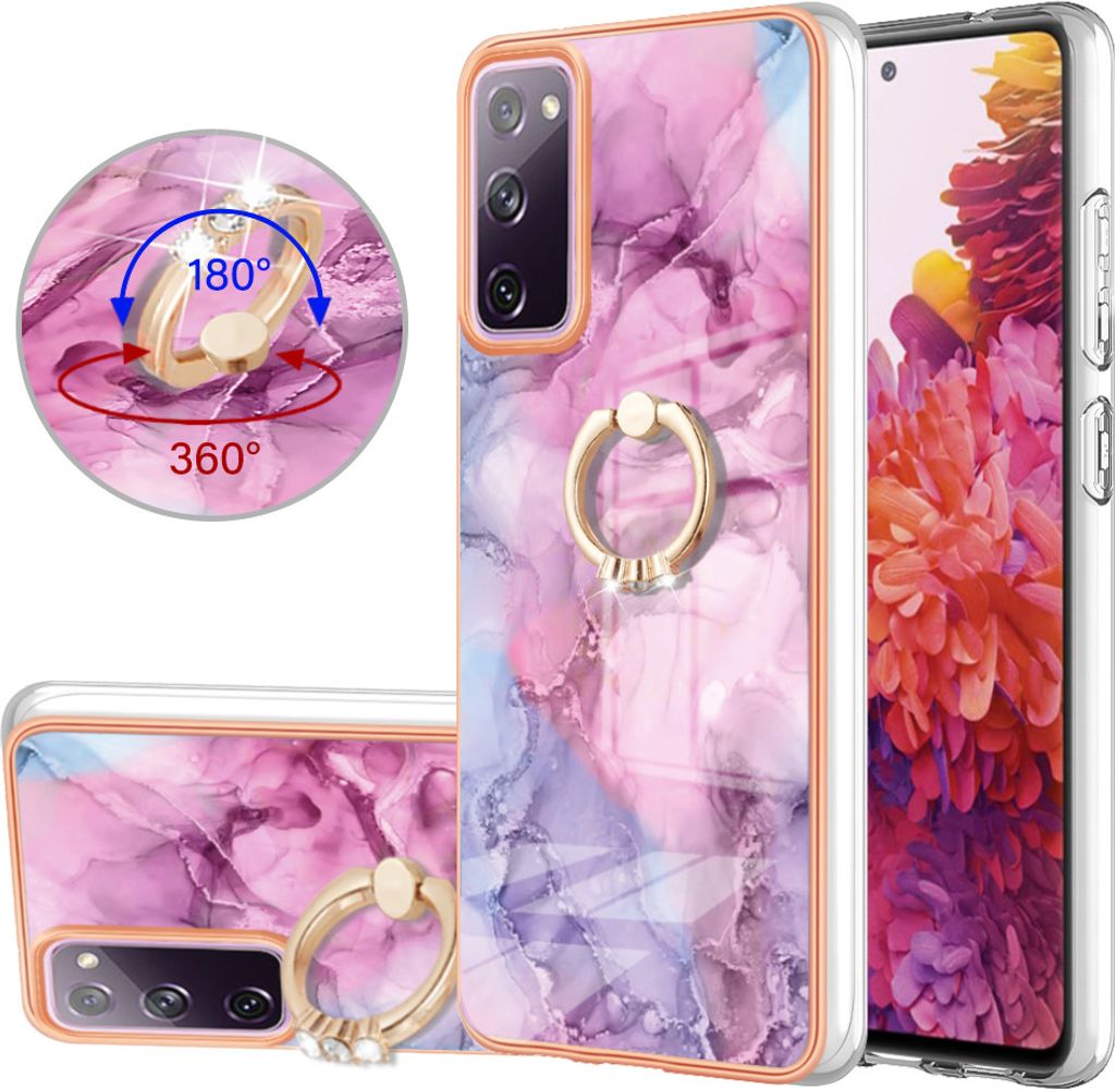 Galaxy S20 FE Hülle, Muster TPU Silikon Stoßdämpfer Bumper Schutzhülle mit Ring Ständer für Samsung Galaxy S20 FE 5G 2022 Pink