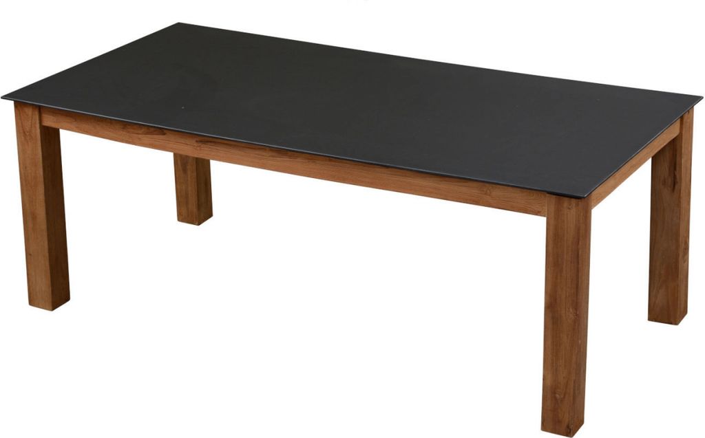 Inko Gartentisch Teakholz recycelt 160x90 cm Terrassentisch Tischplatte nach Wahl Deropal schwarz