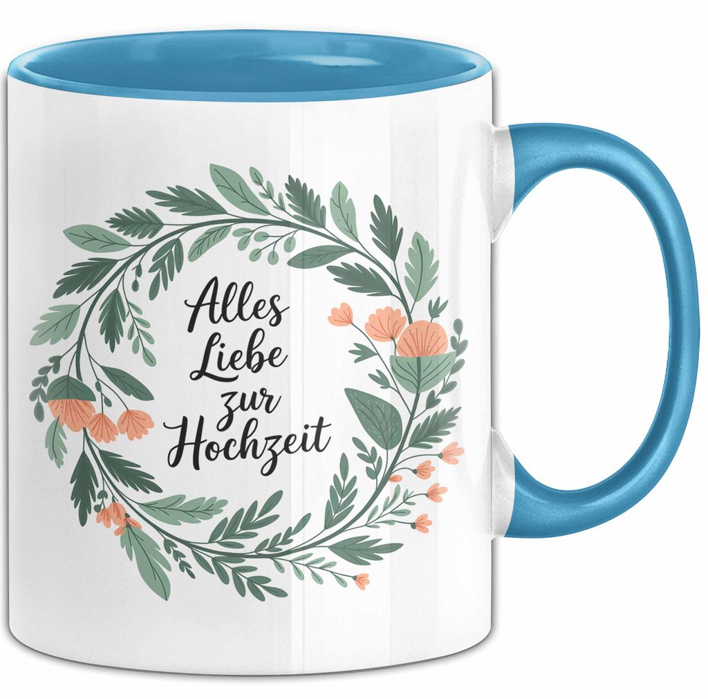 Neue Hochzeit Ehe Tasse Geschenk Lustige Geschenkidee Spruch Alles Liebe Zur Hochzeit (Blau)