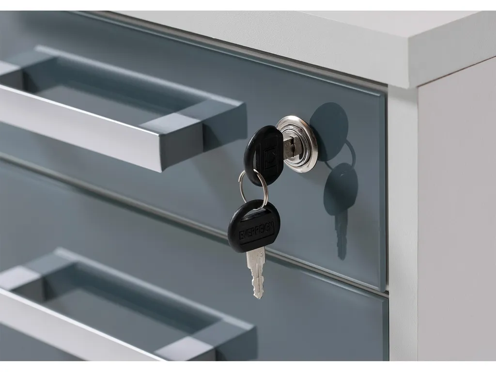 Petit caisson de bureau Olivia en verre gris clair - Robuste et mobile - 3