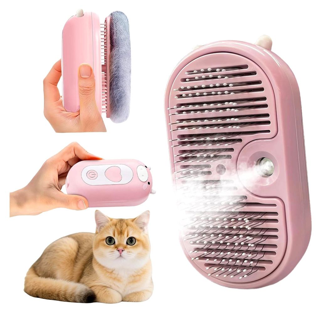 Dampfbürste für Katzen und Hunde, wiederaufladbarer Spray-Massagekamm für Haustiere, multifunktionale Dampfbürste zur Pflege und Haarentfernung