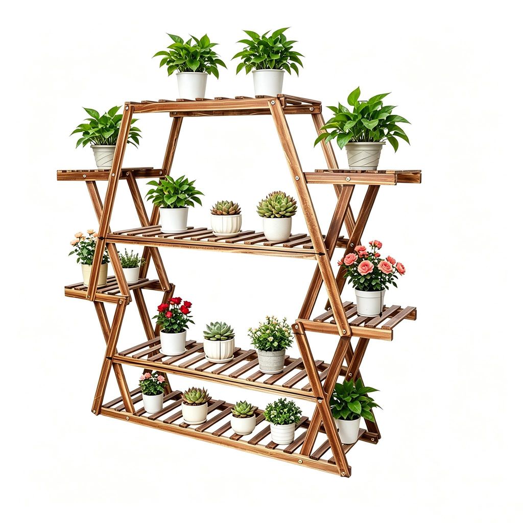 Massivholz Blumenregal 8 Ebenen – Pflanzenregal & Blumentreppe 95×105,5×25 cm für Balkon, Garten & Wohnzimmer
