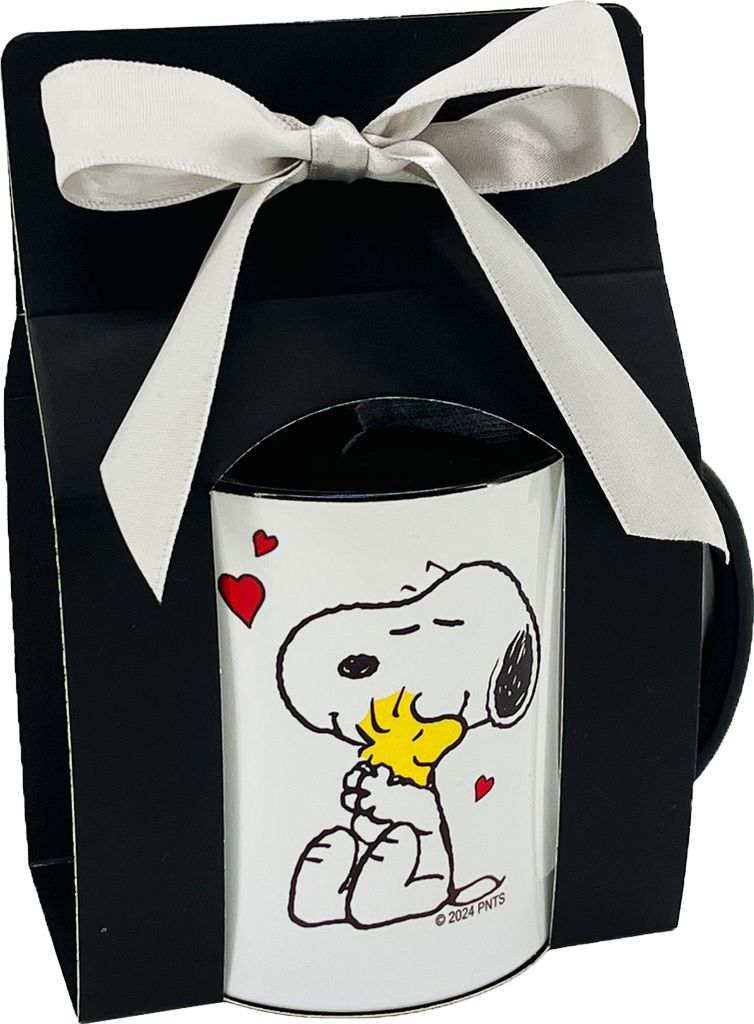 Peanuts Geschenk-Set Tasse und Socken Damen Snoopy mit Geschenkverpackung , Farbe:Schwarz, Größe Socken & Strumpfhosen Erwachsene:35-38