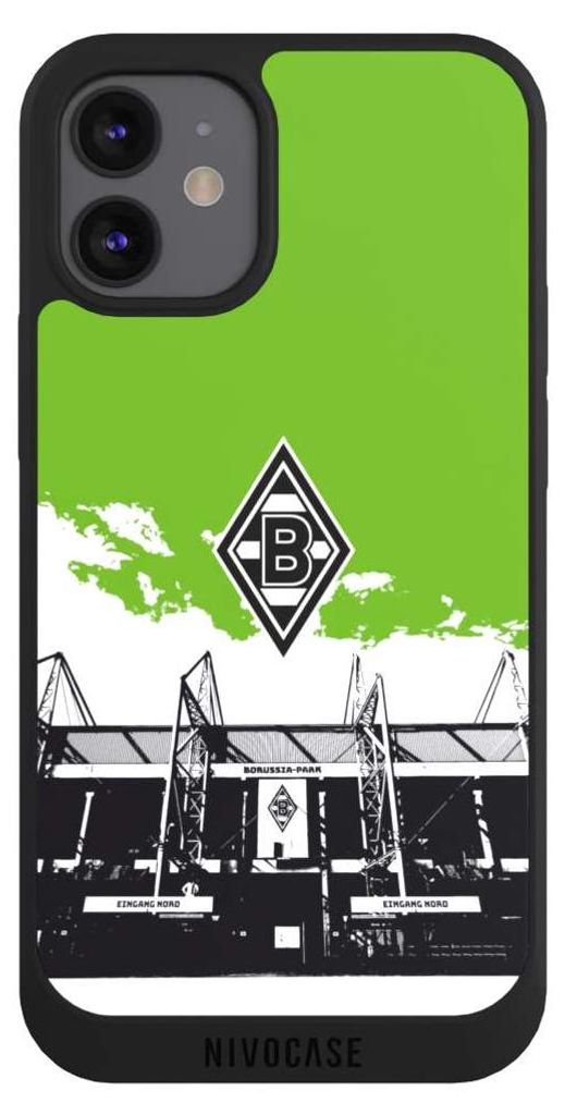 NIVOCASE Handyhülle für Apple iPhone 12 mini Hülle NIVOpure Case Schwarz Borussia Mönchengladbach Fanartikel Stadion