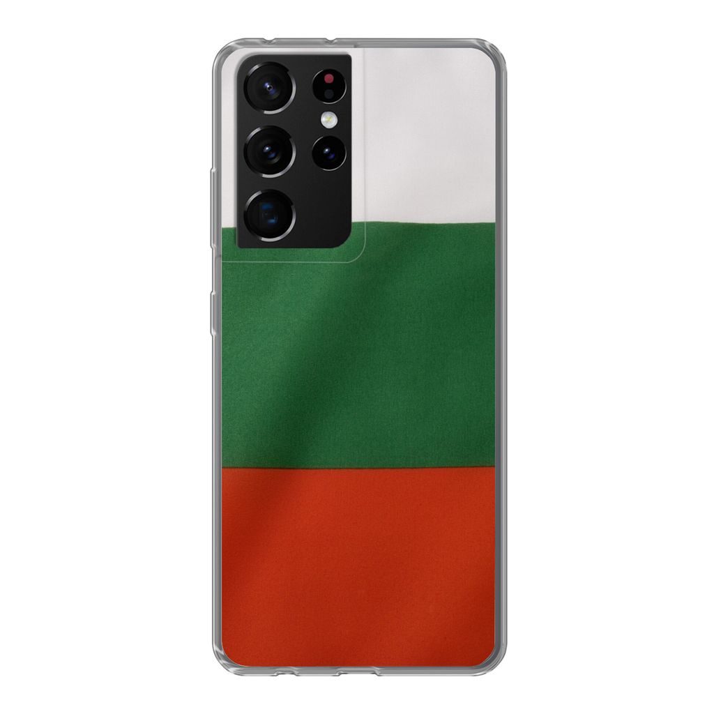 MuchoWow Handyhülle Schutzhülle Hülle für Samsung Galaxy S21 Ultra Nahaufnahme der Flagge von Bulgarien Silikon Softcase Handy Hülle - Mobil...