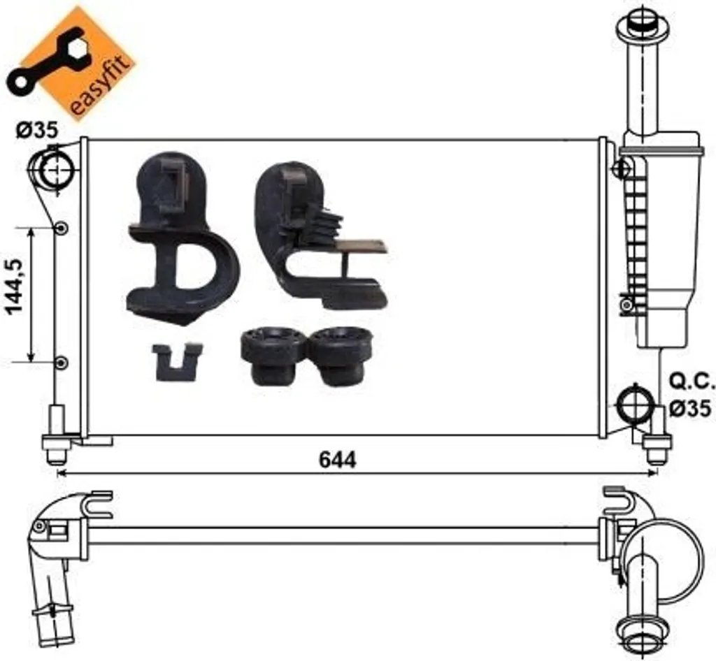 Radiateur de refroidissement moteur NRF 53075 pour Fiat Panda OE 51779915