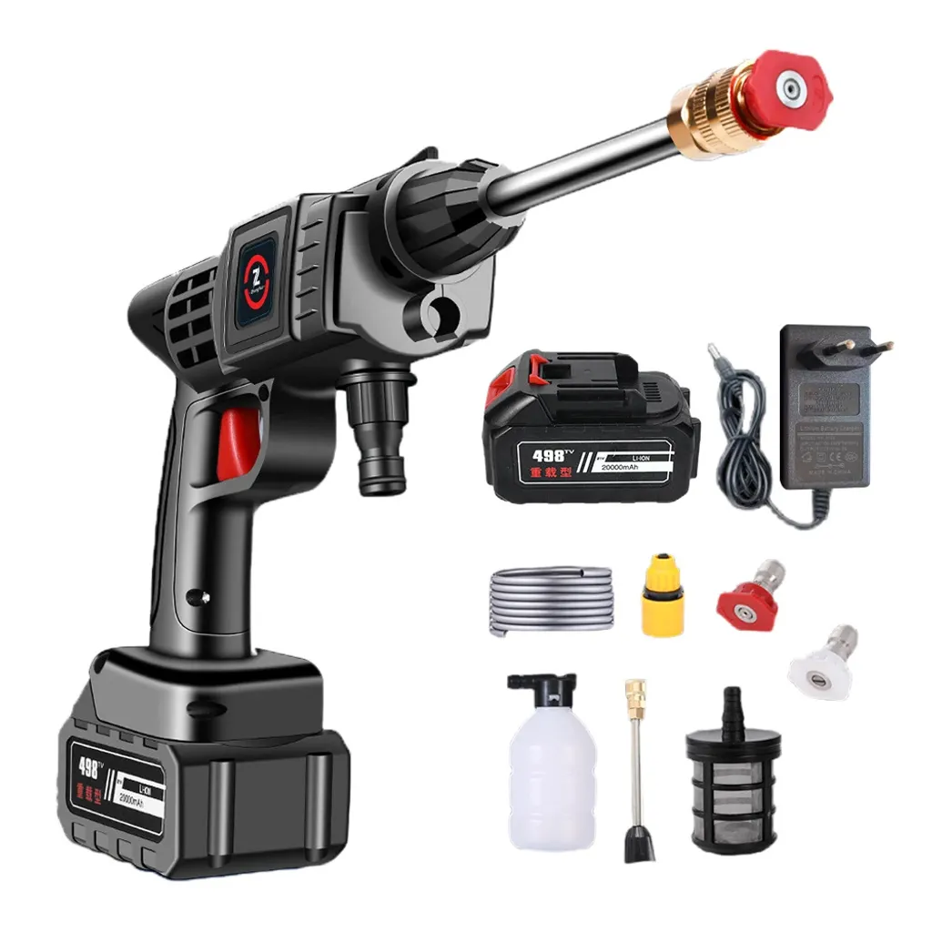 Idropulitrice A Batteria 70 Bar Con 2 Batterie 3,0 Ah – Senza Fili Con Ugello 6 In 1 E Tubo 5M Per Auto E Giardino