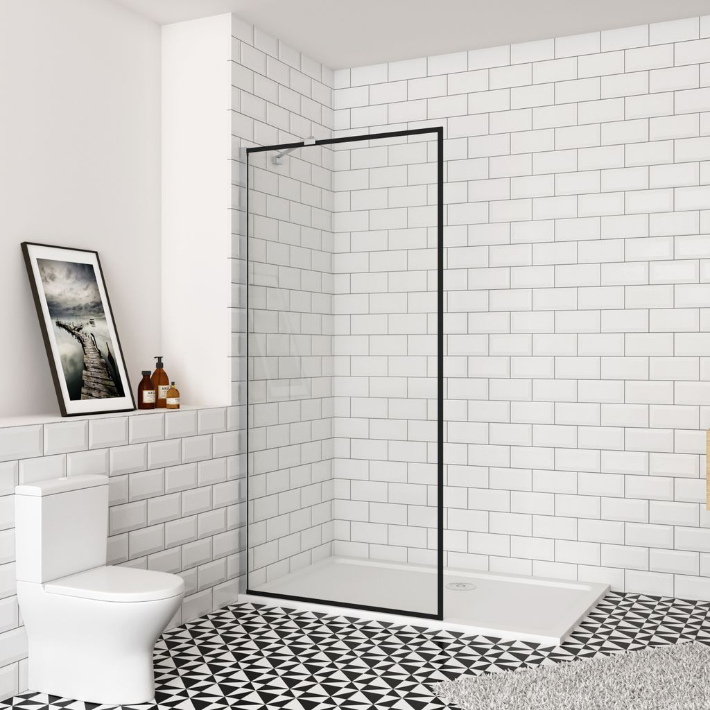 Duschabtrennung Walk In Dusche (1180-1200mm)120x200 cm Duschtrennwand 8mm Nano Glas Duschwand mit 50cm Stabilisator