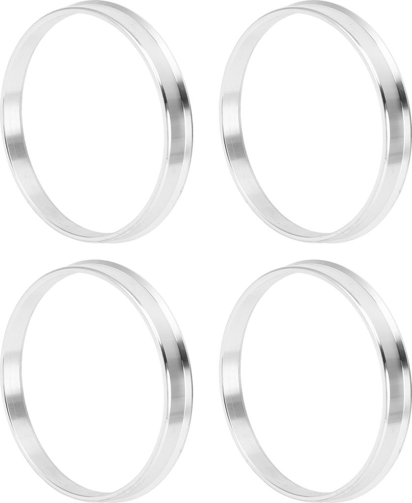 Autofelgen-Naben-Zentrierringe OD 76,1 mm bis ID 72,1 mm Räderzentrumswelle Stoßdämpfende Nabenringe aus Aluminiumlegierung Silberfarben Langlebig