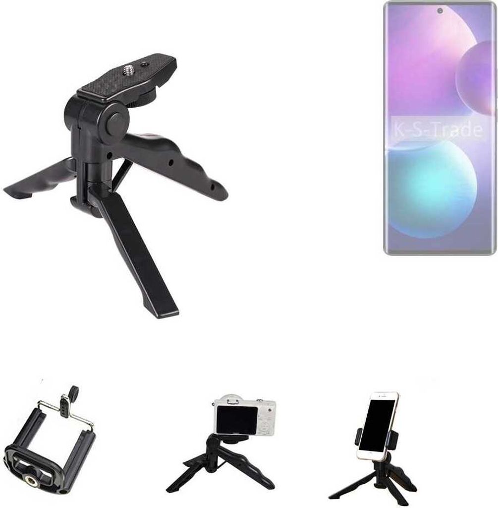 K-S-Trade Stativ Tisch-Ständer Dreibein Handy-Stativ Ständer kompatibel mit Infinix Zero 40 4G Mini-Stativ Smartphone Tripod Handy-Stativ aus