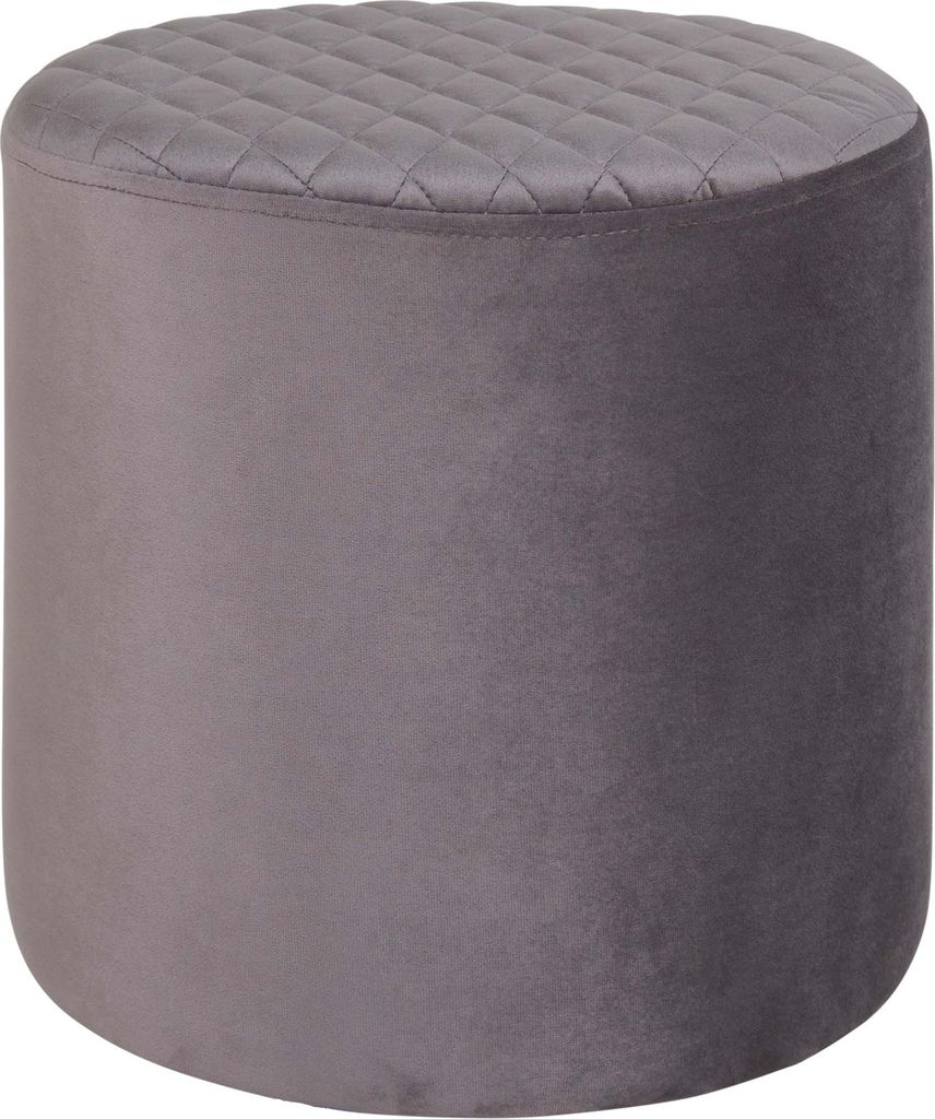 Pouf >Ejby< in Grau, Velour - 34x36x34cm (BxHxT)