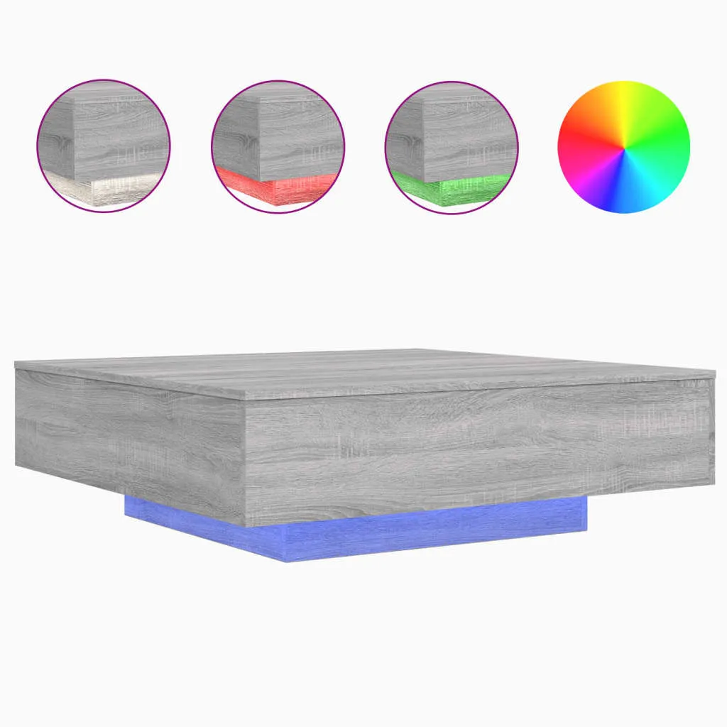 Tavolino da Soggiorno LED Grigio Sonoma 100x100 - SYFAX™ Design