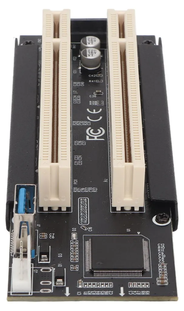 Carte d'extension PCI-E vers double PCI Plug-and-Play avec LED bleue - 2