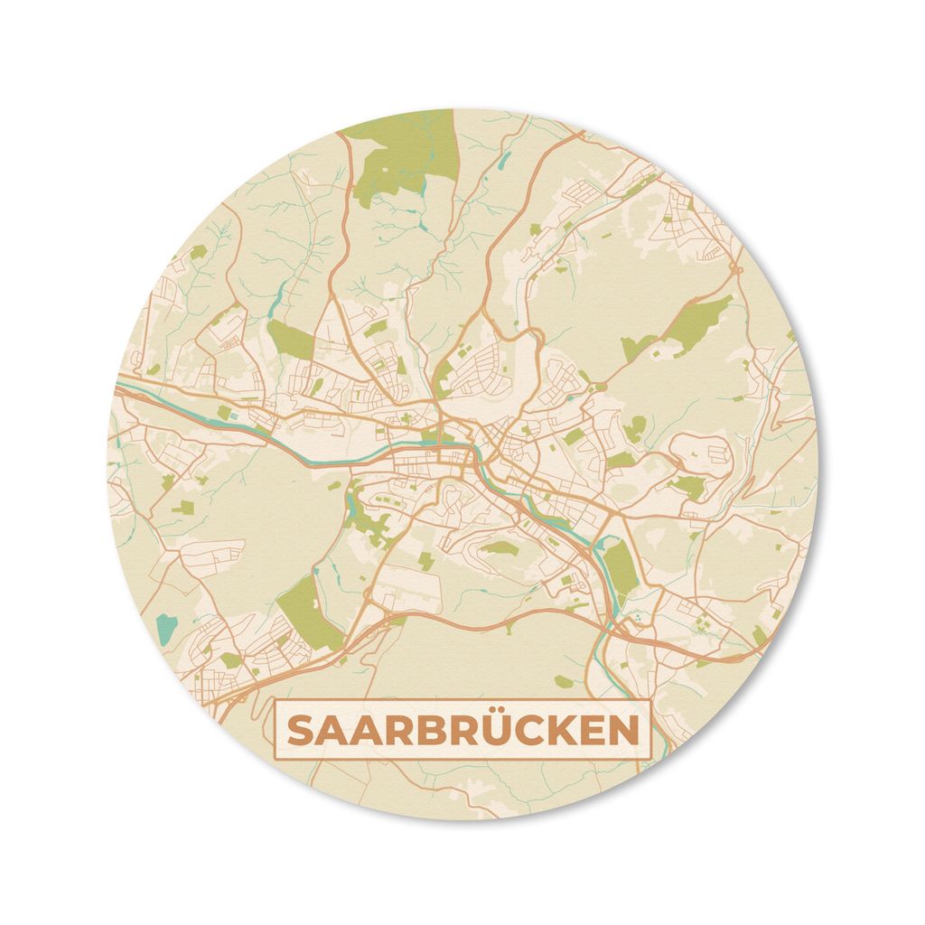 MuchoWow Mauspad Mousepad Saarbrücken - Karte - Vintage - Stadtplan 40x40 cm - Mousepads - Maus Mat - Pad - Mausunterlage - Schreibtisch Accesso...