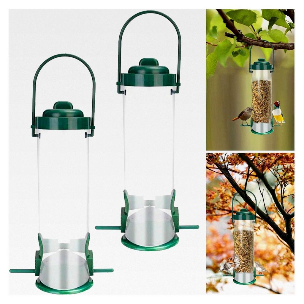 Futtersäule mit 2 Futterplätzen für Vögel aus Kunststoff