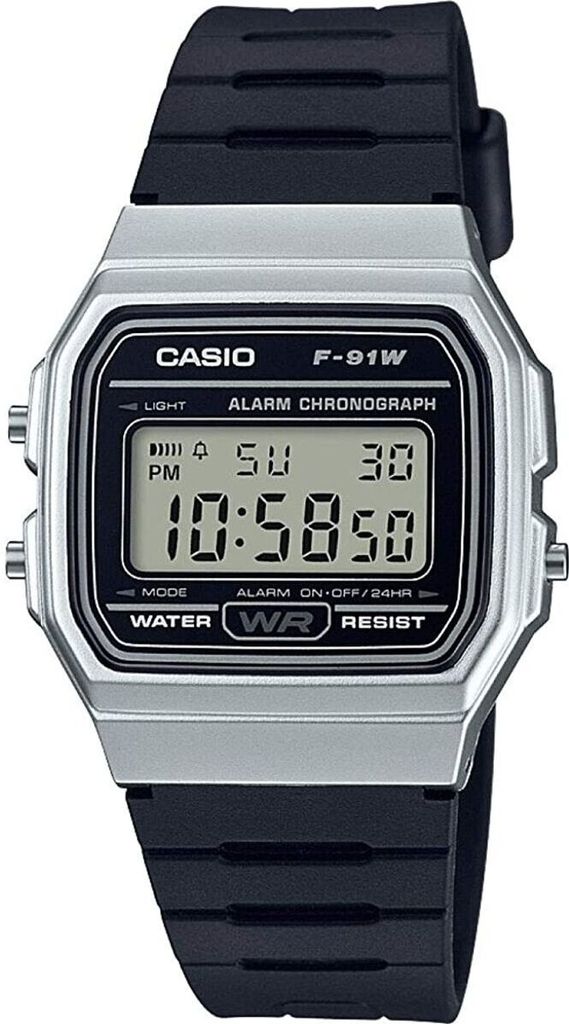 Uni-Uhr Casio F-91 BIO RESIN STRAP - SILVER (Ø 35 mm) Produktbild 