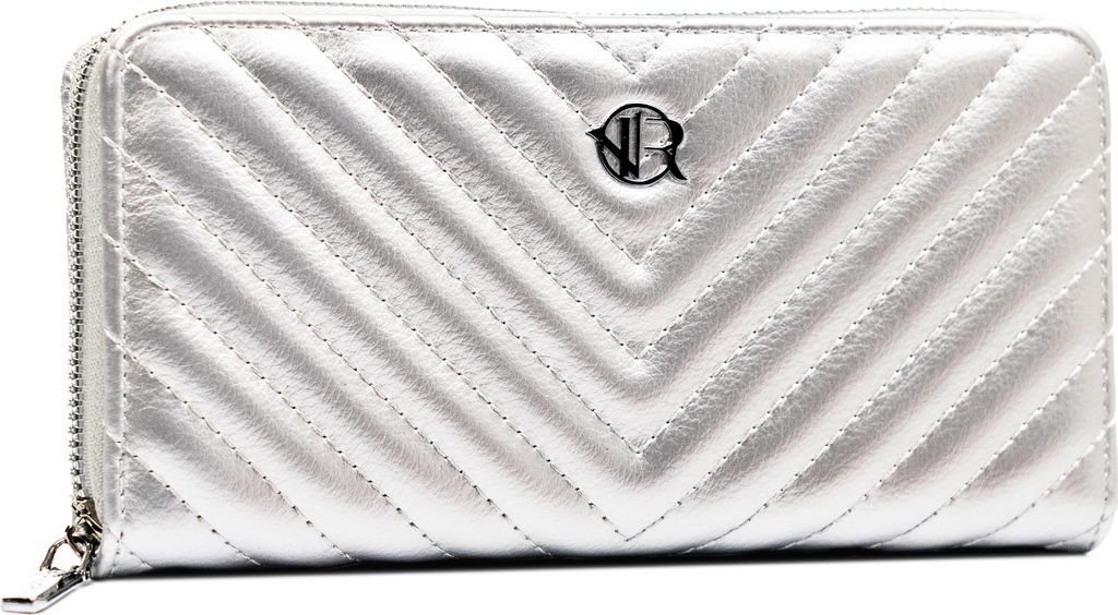 Rovicky | Große Damengeldbörse, aus ökologischem Leder, Silber, 20x10 cm