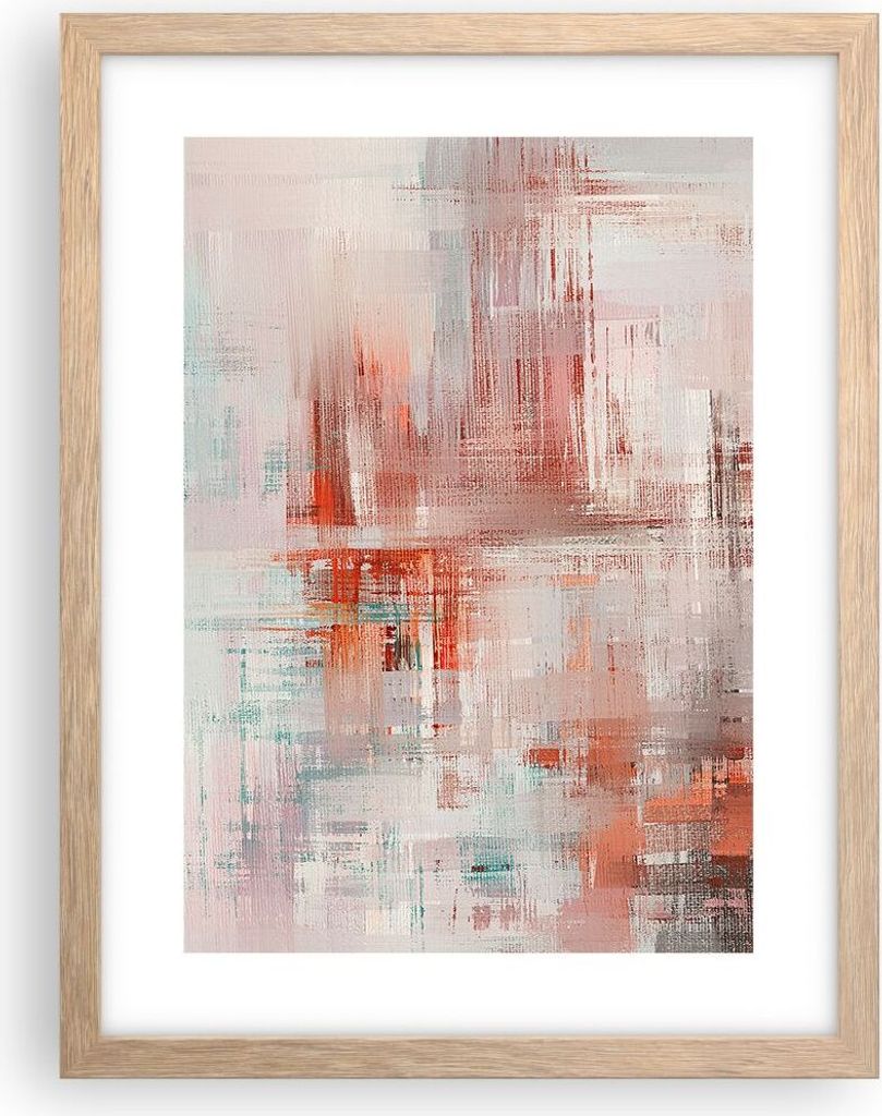 Gerahmtes Poster - Rahmen in heller Eiche - Verschwommen Abstraktion Modern - 30x40 cm - Wand Bild - Wanddeko - Wandbilder - Kunstposter - Wandpost...