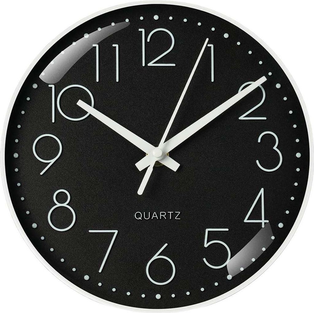 Avizar, Leise Wanduhr 21 cm modern für Büro, Schwarz