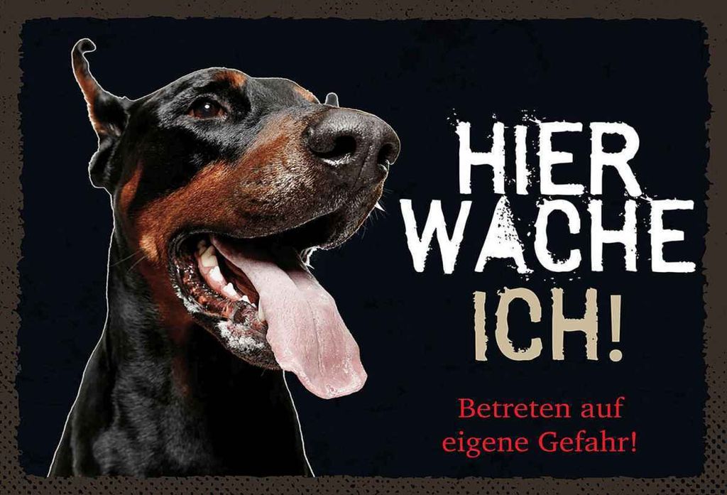 vianmo Holzschild 20x30 cm Doberman hier wache eigene Gefahr