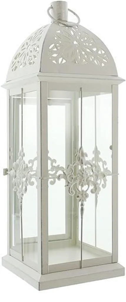 Lanterne Métal Blanche 39cm : Éclairage de Jardin Sans Vent ni Risque - 4