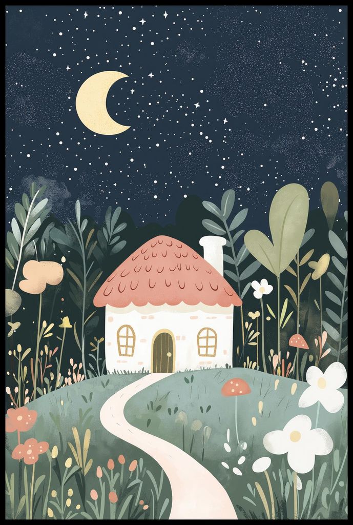 Plakat 61x91,5cm Muster für Kinder, Mädchen und Jungen - Nacht