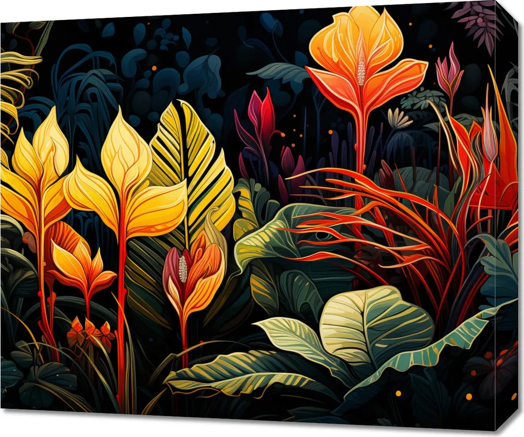 Quadro su Tela 60x50 cm Sinfonia Tropicale - Alta Qualità per Pareti