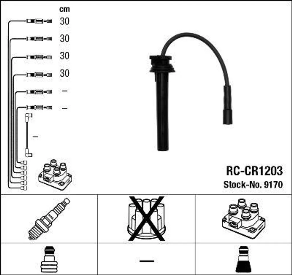 Jeu de Fils d'Allumage NGK 9170 Haute Résistance pour Chrysler 05018394AA