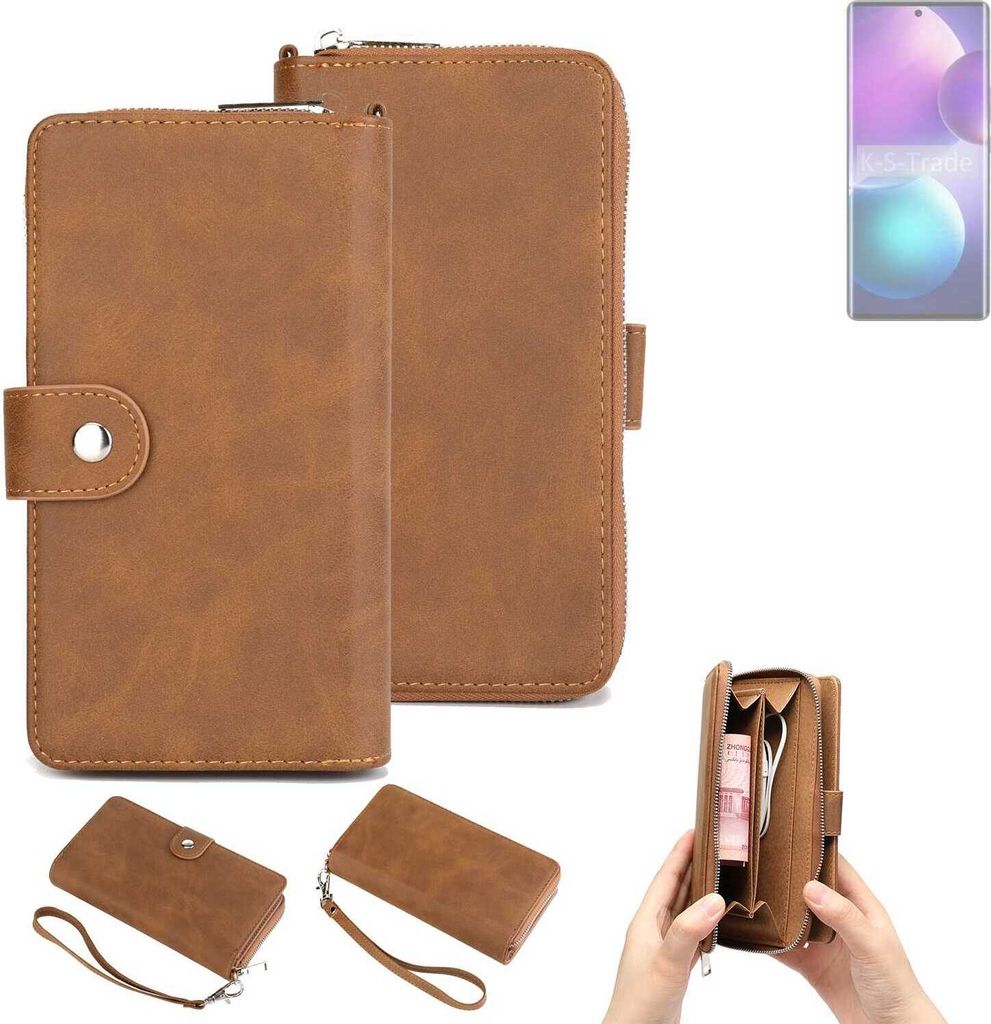 K-S-Trade Handyhülle Schutzhülle kompatibel mit Infinix Zero 40 4G & Portemonnee Tasche Handytasche Case Etui Geldbörse Wallet braun (1x)