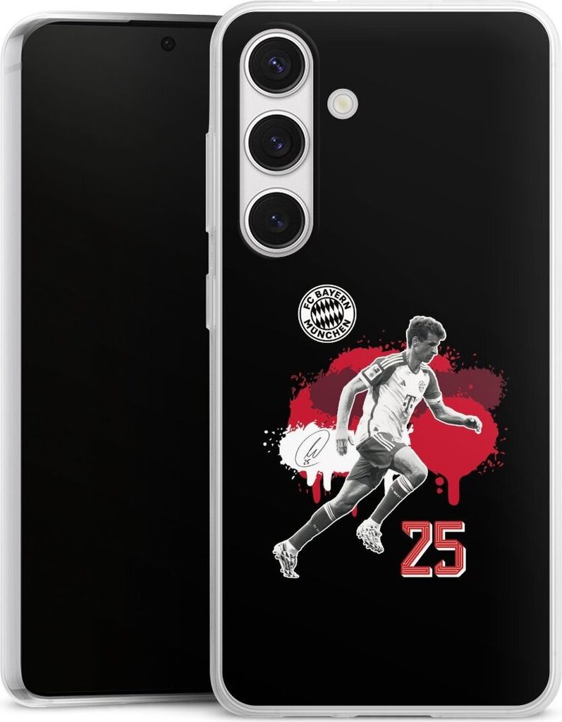 DeinDesign Slim Hülle für Samsung Galaxy S24 Silikon Case Ultra Dünn Handyhülle FC Bayern München Offizielles Lizenzprodukt Thomas Müller