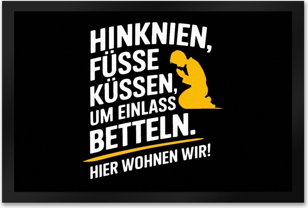 Hinknien und um Einlass betteln Fußmatte XXL in 50x75 cm mit betender Person