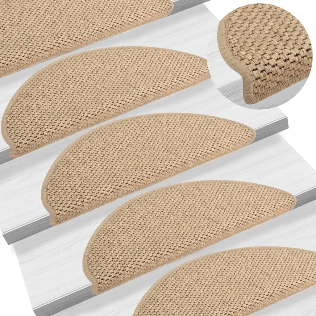 Tapis d'escalier autoadhésif aspect sisal - Lot de 15 marches 65x21x4 cm