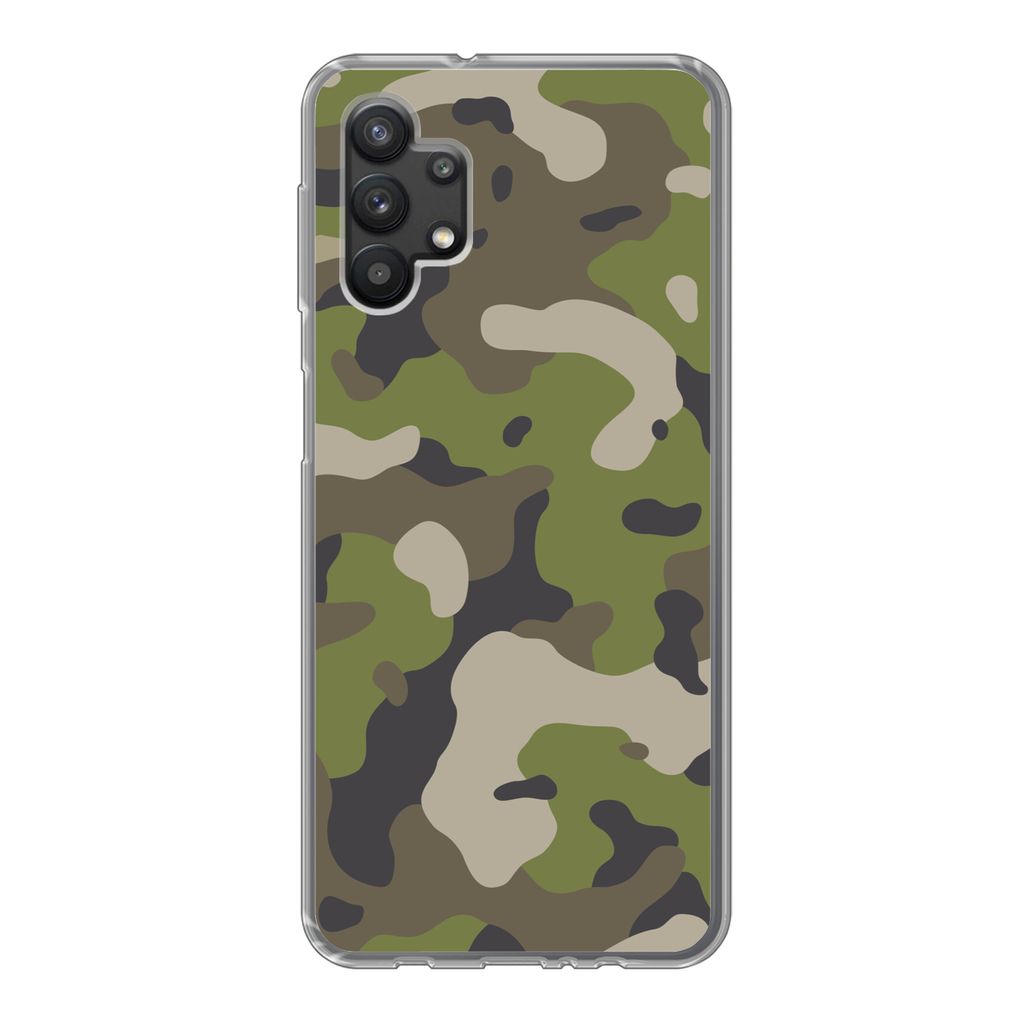 MuchoWow Handyhülle Schutzhülle Hülle für Samsung Galaxy A32 5G Camouflage-Muster mit militärischen Farben Silikon Softcase Handy Hülle - S...