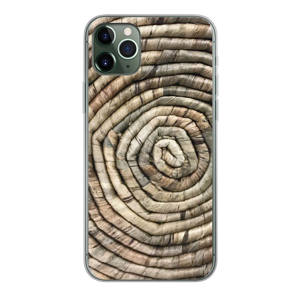 MuchoWow Handyhülle Schutzhülle Hülle für iPhone 11 Pro Max Kreis - Schilf - Korb Silikon Softcase Handy Hülle - Schutz