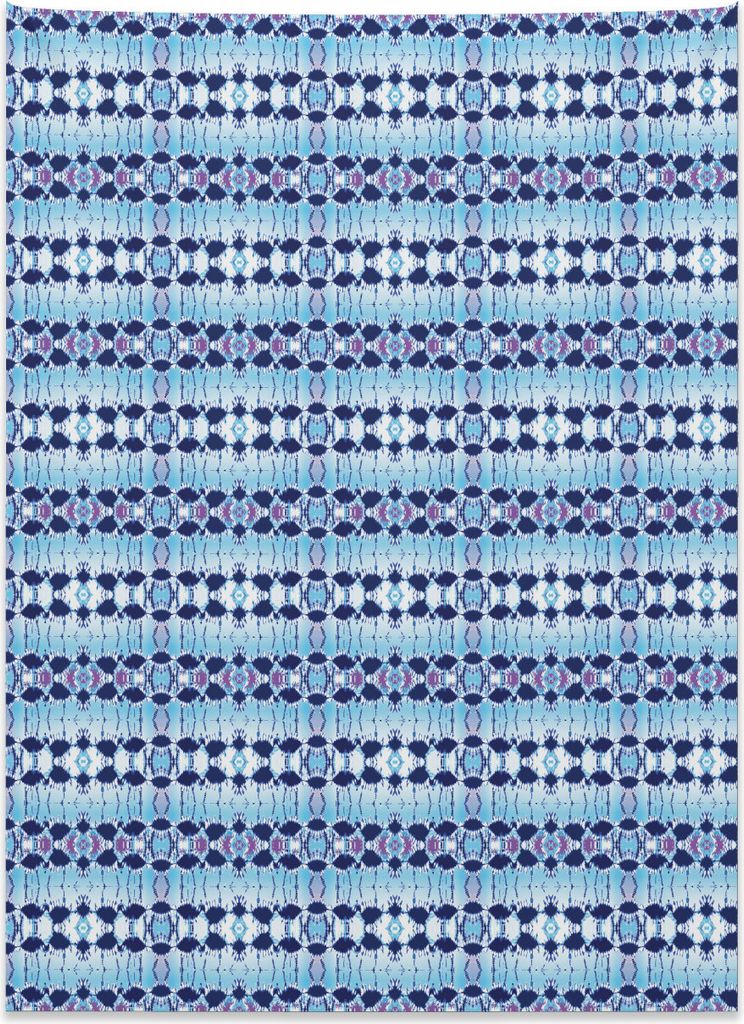Abakuhaus Ethnisch Wandteppich, Psychedelisches Batik-Blau aus Weiches Mikrofaser Stoff Kein Verblassen Klare Farben Waschbar, 110 x 150 cm, Hellbl...