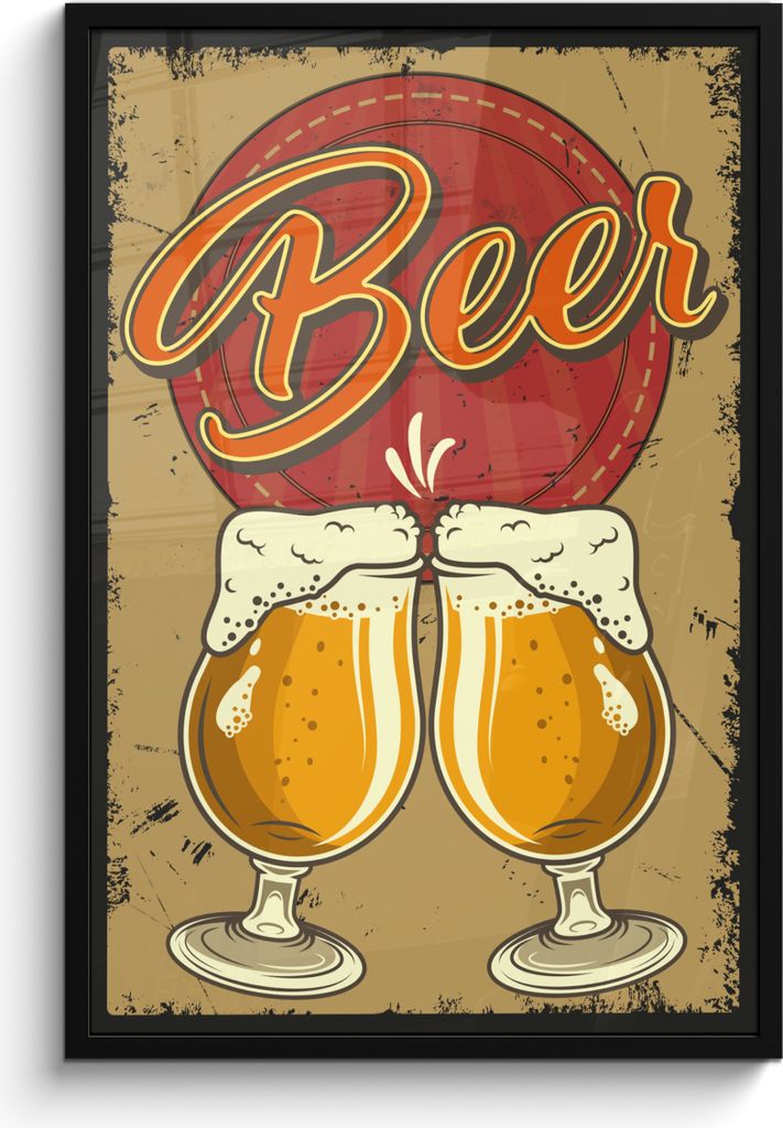 MuchoWow® MuchoWow® Gerahmtes Poster Mancave - Biergläser - Produktbild 
