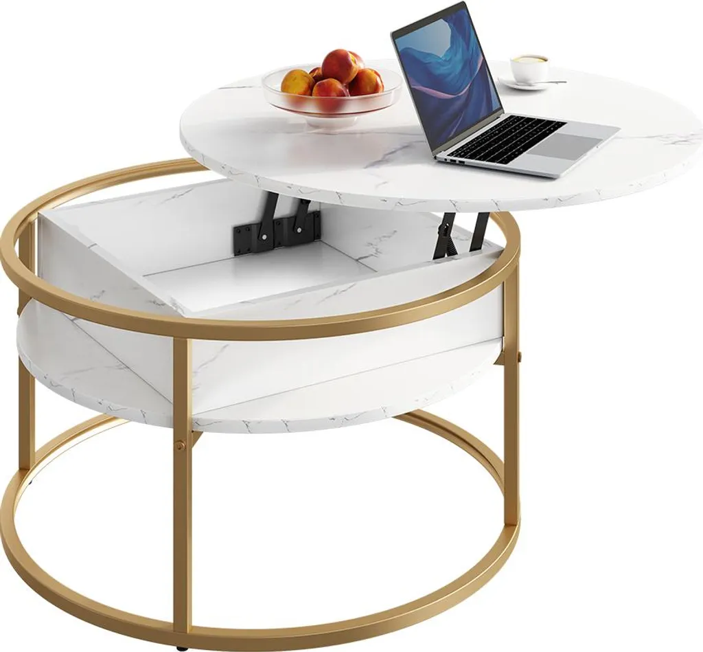 Table de salon carrée effet marbre blanc Vicco Marlo 77x77 cm moderne
