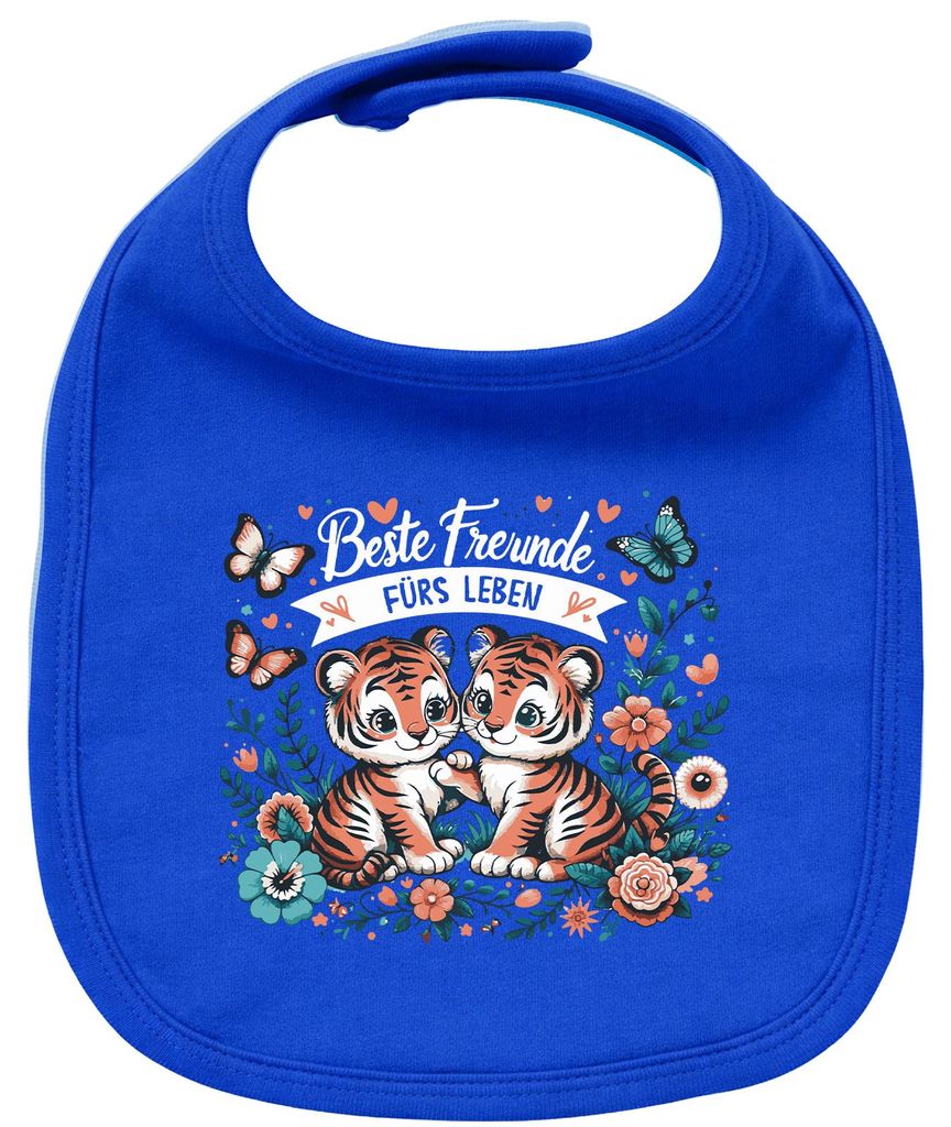 Huuraa Baby Lätzchen Beste Freunde Tiger Royal Blue Klettverschluss Baumwolle Latz Geschenkidee