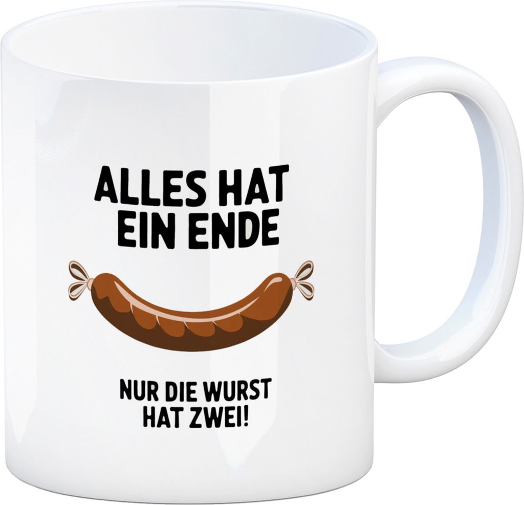 Wurst-Spruch Kaffeebecher Alles hat ein Ende