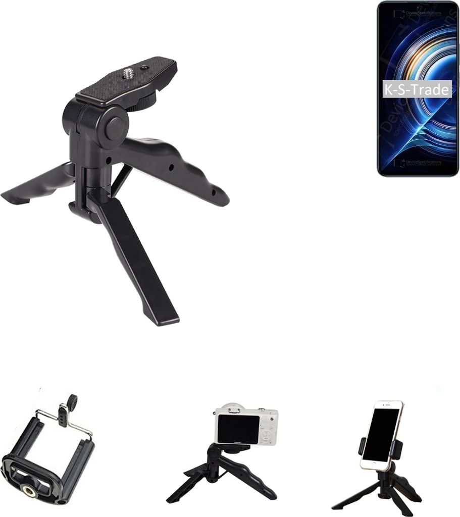 K-S-Trade Stativ Tisch-Ständer Dreibein Handy-Stativ Ständer kompatibel mit Xiaomi Redmi K50 Mini-Stativ Smartphone Tripod Handy-Stativ aus Plastik