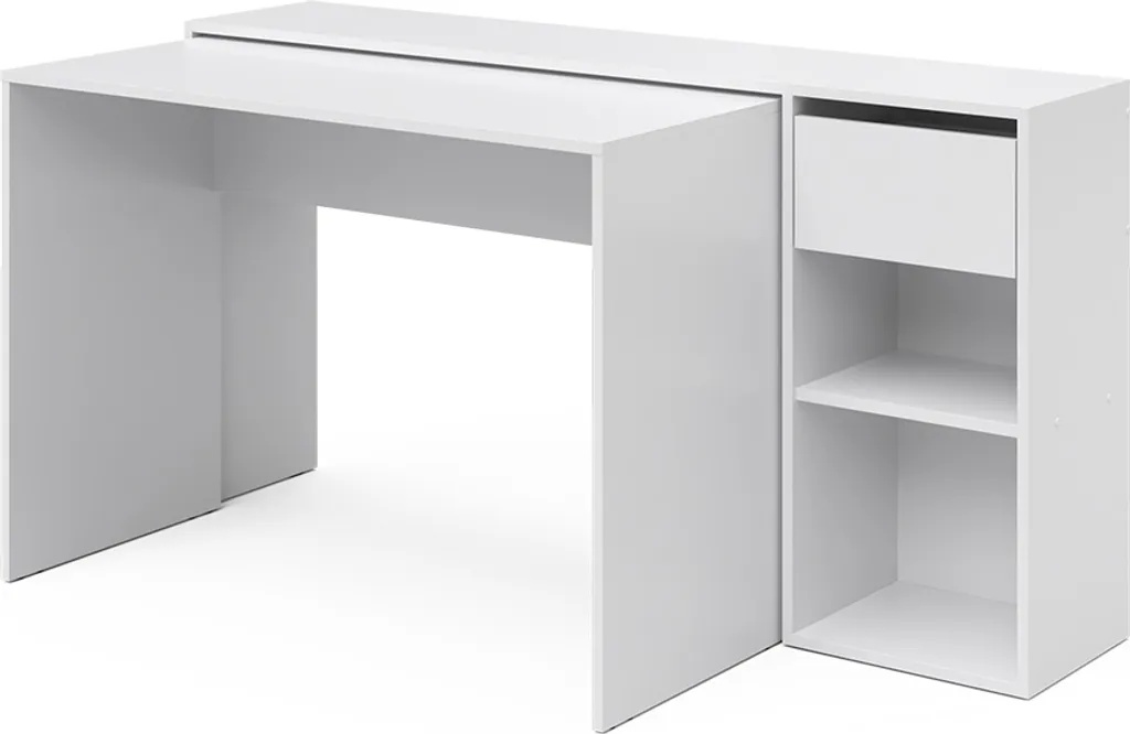 Bureau Gain de Place Vicco Ben Blanc 145cm, Solution Idéale pour Petit Espace