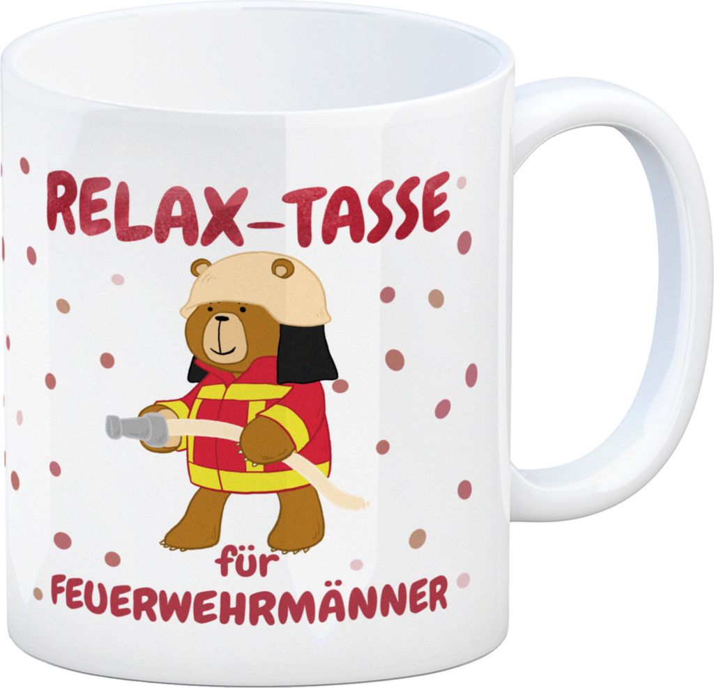Relax Tasse für Feuerwehrmänner Kaffeebecher mit coolem Bären-Motiv