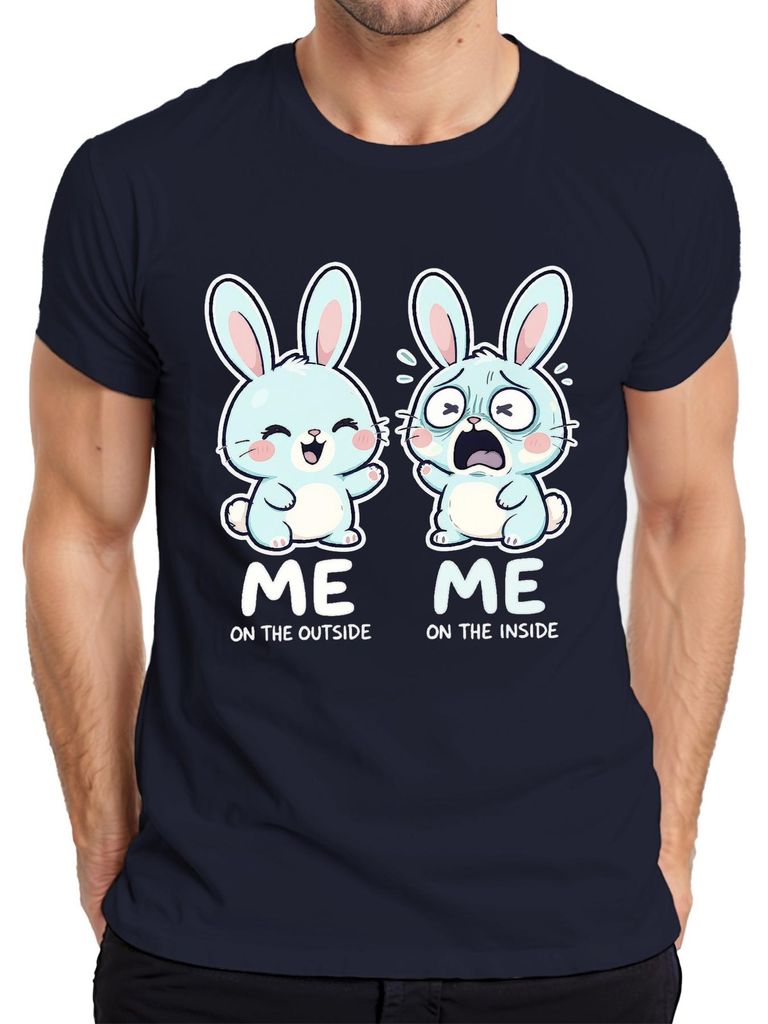 Me on the outside Me on the inside süßer Hase Ostern Geschenk Herren T-Shirt, Navy, XXL