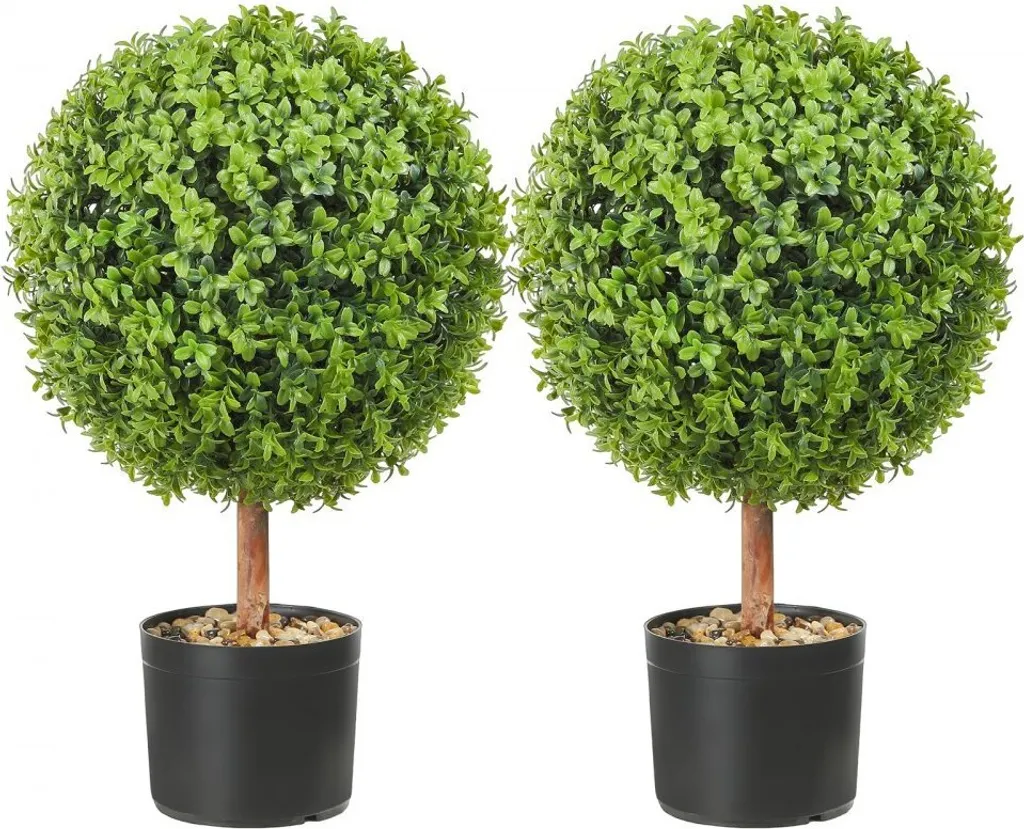 Aménagement extérieur: 2x Buis artificiel 40,6cm avec pots et papillons