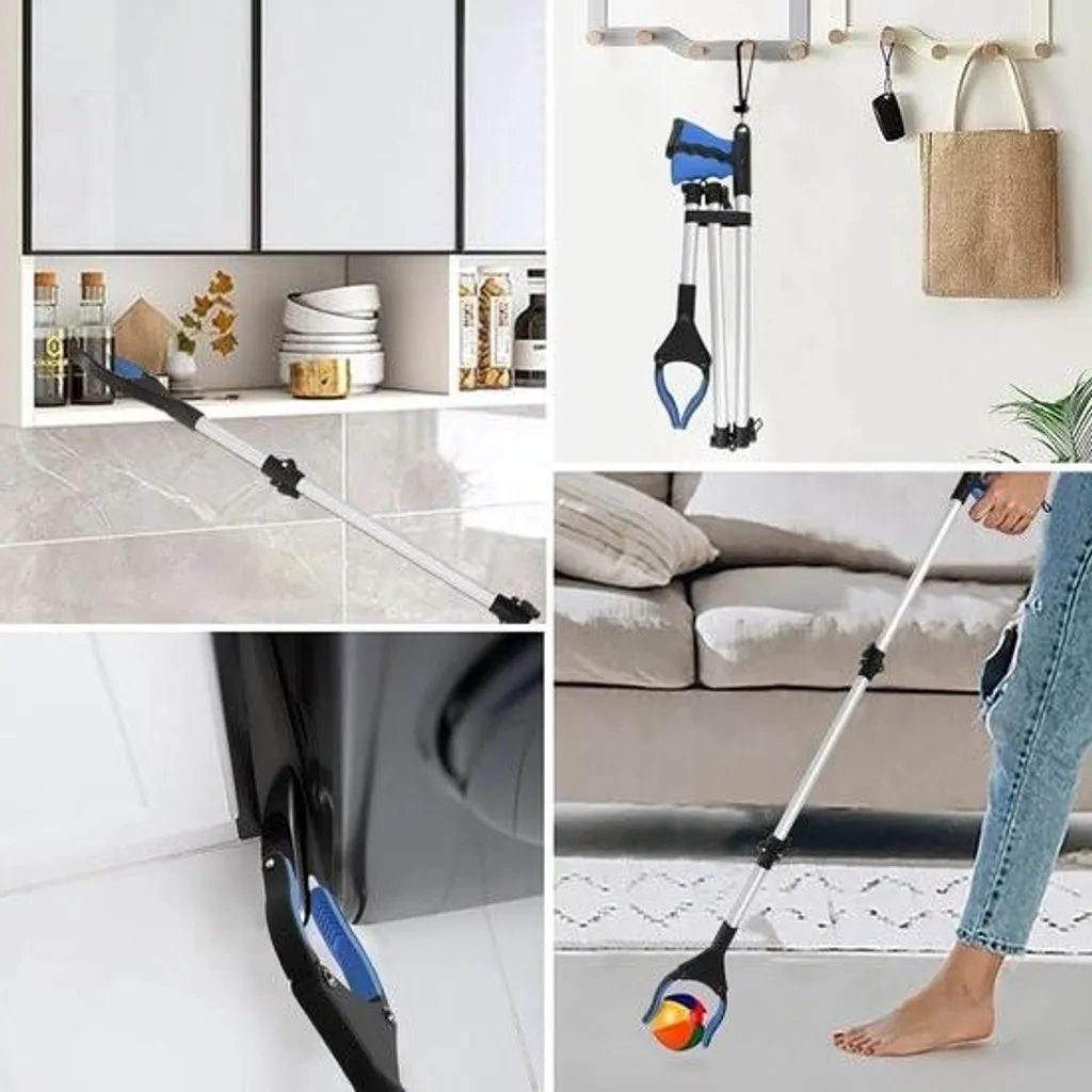 Ramasse-déchets télescopique de 109 cm avec griffe antidérapante bleu - 4