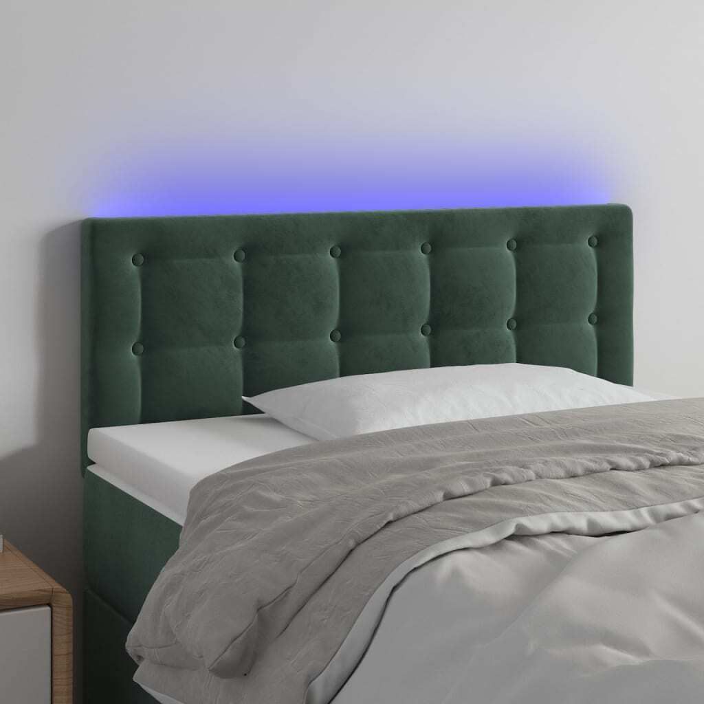 Möbel LED Kopfteil Dunkelgrün 90x5x78/88 cm Samt - Bettkopfteil 3122085